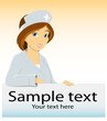 Cartoon medical nurse with advertising blank