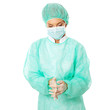 Female surgeon washing her hands Female surgeon washing her hands