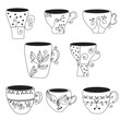 Set of cups with floral pattern Set of cups with floral pattern
