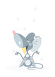 lucky rat under rain on white background