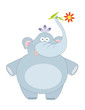 big blue elephant and flower
