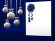 Greeting card with ribbon over blue Greeting card with ribbon over blue
