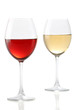 Two glasses of wine, one with red and the other with white Two glasses of wine, one with red and the other with white