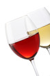 Two glasses of wine, one with red and the other with white Two glasses of wine, one with red and the other with white