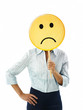 Photo: businesswoman with emoticon businesswoman with emoticon