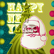 Urban New Year banner with santa claus.