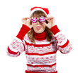 beautiful woman in christmas hat