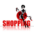 Vector elegant shopping woman