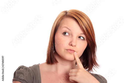 Photo: Pretty using woman in thought Pretty using woman in thought