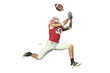 Foto: football player catches ball in midair football player catches ball in midair