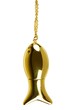 Golden USB memory stick in the form of fish isolated on white