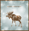 Vector: bright winter background or card with moose bright winter background or card with moose