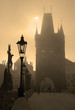 Prague - Charles bridge in fog Prague - Charles bridge in fog