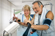 Patient is being observed by doctor - EKG test Patient is being observed by doctor - EKG test