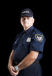 Serious Policeman on Black