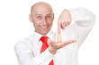 Businessman with pile of coins