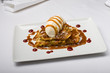 cake with chocolate sauce and vanilla ice cream cake with chocolate sauce and vanilla ice cream