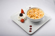 custard with coconut and berries with creme fresh custard with coconut and berries with creme fresh