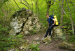 Man tourist in forest Man tourist in forest