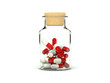 Pills in glass medicine bottle isolated on white Pills in glass medicine bottle isolated on white