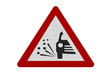 Photo realistic 'loose chippings' warning sign, isolate on white