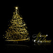Abstract golden christmas tree on black background Abstract golden christmas tree on black background