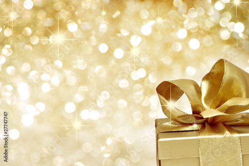 Photo: Golden gift with stars Golden gift with stars