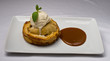 apple tart with vanilla ice cream and chocolate sauce apple tart with vanilla ice cream and chocolate sauce