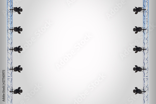 Illustration: black spot lights shining on a grey background black spot lights shining on a grey background