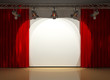 stage with stage lighting and red curtains