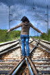 Photo: girl on railroad (HDR image) girl on railroad (HDR image)