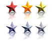 3d stars with reflection over white
