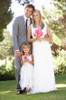 Bride And Groom With Bridesmaid At Wedding Bride And Groom With Bridesmaid At Wedding