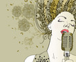 vector background with a girl singing a song vector background with a girl singing a song