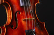 Vintage violin on black background