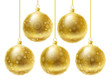 Golden realistic vector Christmas balls set.