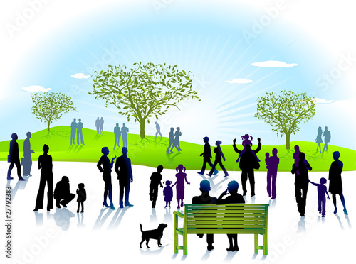 Vector: Personen im Park Personen im Park