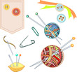 Needlework and knitting set stuff isolated on white