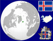 Iceland globe map locator world flag coat