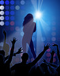 Fashion Party - blue background with sexy girls shape
