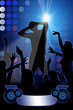 Fashion Party - blue background with sexy man shape