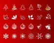 Red and White Vector Christmas Decorations - 24 Christmas Icons