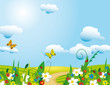 The sun over a flourishing meadow The sun over a flourishing meadow