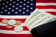 US flag with dollars. Economy and finance concept