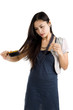 woman brushing her hair