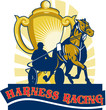 'Harness racing' with gold cup logo