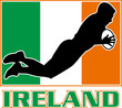 rugby player diving try ireland flag