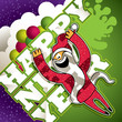 New Year banner with funny santa claus.
