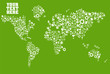 Ecology world map made of eco icons