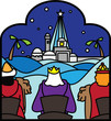 three kings arriving at bethlehem vector